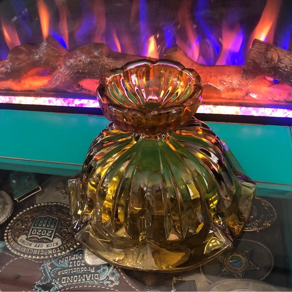 Vintage Amber Glass Decorative Bowl - Picture 3 of 4